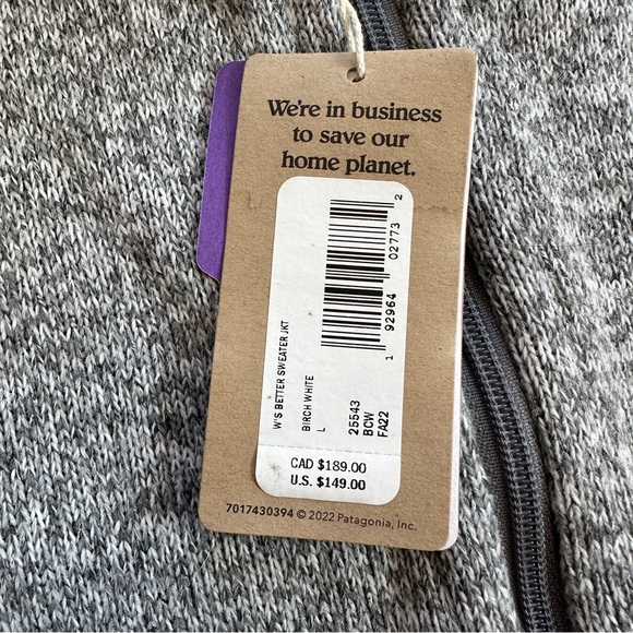 Patagonia Grey Better Sweater Fleece Jacket (NWT) - Picture 3 of 6